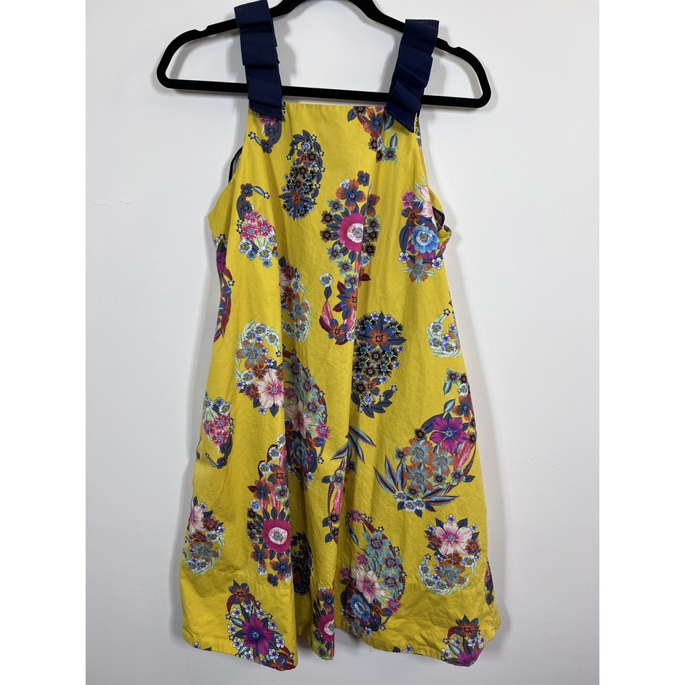 Maeve Anthropologie Sunniva Yellow Colorful Floral A Line Dress Ruffle Size S